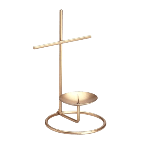 IRON CROSS DESIGN PILLAR CANDLE HOLDER (GOLD)